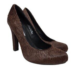 Jeffrey Campbell For Free People Brown Cow Hair High Heel Pumps Brown Rare y2k